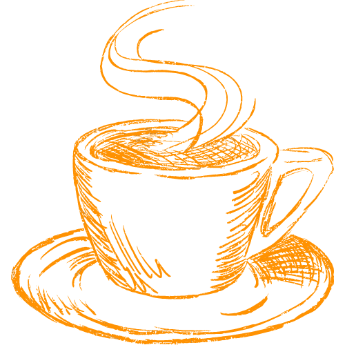 Ilustração de uma xícara de café fumegante
